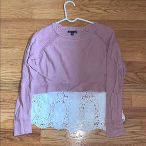 American Eagle Pink Laced Sweater